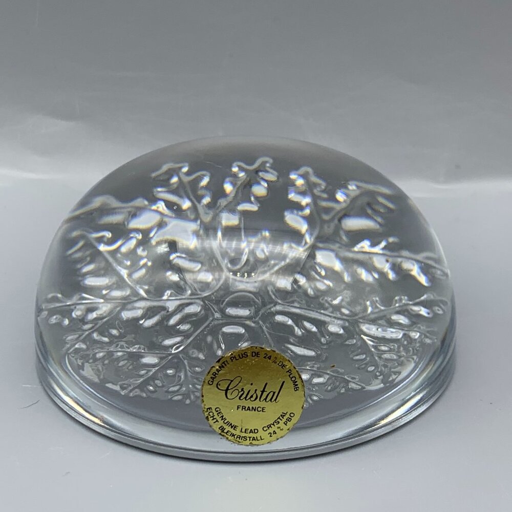 Vintage Cristal France Genuine Lead Crystal Dome Paperweight with Star